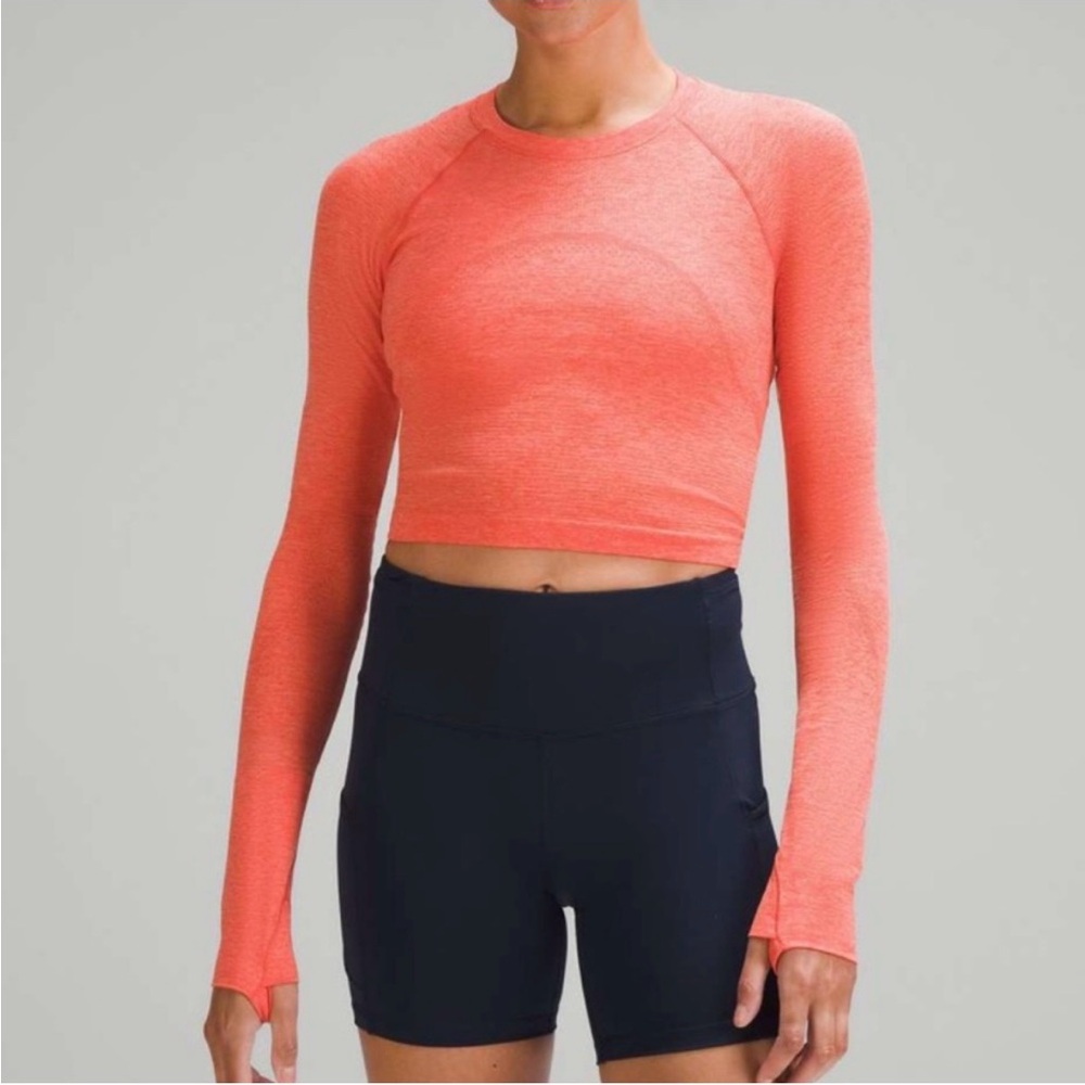 Lululemon Swiftly Tech Cropped Long Sleeve Shirt 2.0. Size 6 Orange